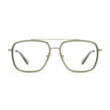 Best Customized Logo Double Bridge Transparent Green Acetate Eye Glasses Frame Optics Eyewear